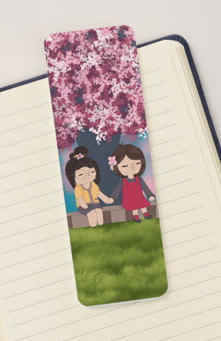 Marque-page illustré – Moment sous les cerisiers